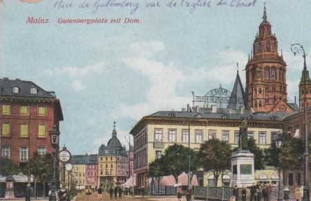 Mainz am Rhein - Mainz - Gutenbergplatz mit Dom - 1898 Mainz am Rhein - Mainz - Gutenbergplatz mit Dom - 1898