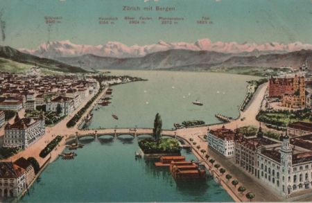 Schweiz - Zürich - mit Bergen - 1909 Schweiz - Zürich - mit Bergen - 1909