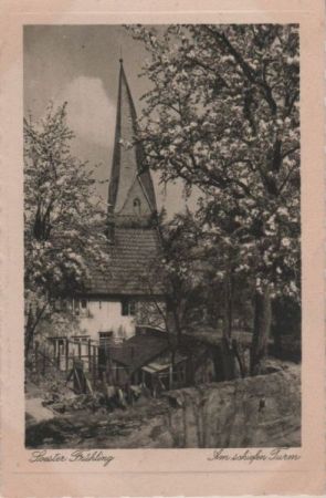 Soest - Frühling am schiefen Turm - ca. 1950 Soest - Frühling am schiefen Turm - ca. 1950
