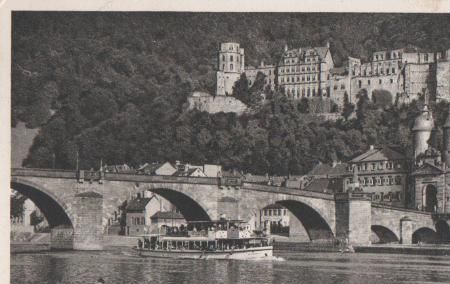 Heidelberg mit alter Neckarbrücke - 1950 Heidelberg mit alter Neckarbrücke - 1950