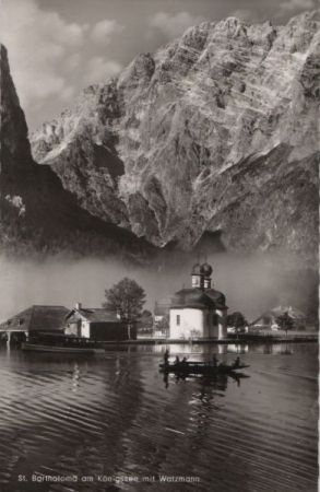 Schönau - St. Bartholomä - am Königssee mit Watzmann - 1960 Schönau - St. Bartholomä - am Königssee mit Watzmann - 1960