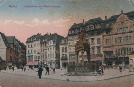 Mainz - Marktplatz mit Marktbrunnen - 1919 Mainz - Marktplatz mit Marktbrunnen - 1919