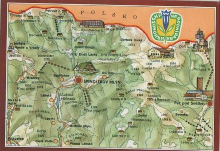 Tschechien - Krkonoše - Übersichtskarte - 1990 Tschechien - Krkonoše - Übersichtskarte - 1990