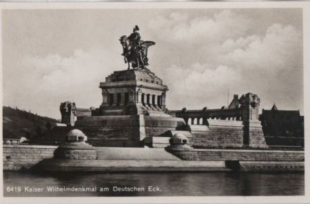 Koblenz - Kaiser Wilhelmdenkmal am Deutschen Eck - ca. 1955 Koblenz - Kaiser Wilhelmdenkmal am Deutschen Eck - ca. 1955