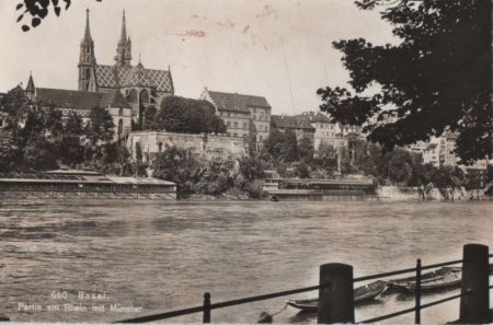 Schweiz - Basel - Partie am Rhein mit Münster - ca. 1960 Schweiz - Basel - Partie am Rhein mit Münster - ca. 1960