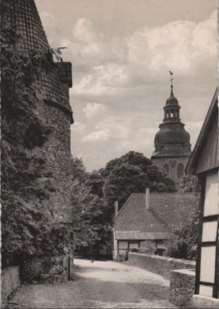 Bad Salzuflen - Turmstraße mit Katzenturm - ca. 1960 Bad Salzuflen - Turmstraße mit Katzenturm - ca. 1960
