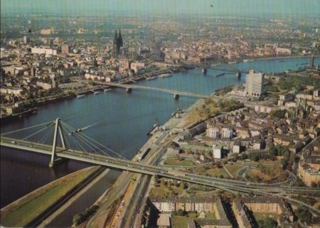 Köln - Rheinblick mit Dom und Severinsbrücke - 1985 Köln - Rheinblick mit Dom und Severinsbrücke - 1985