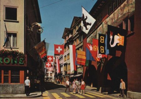 Schweiz - Appenzell - Hauptgasse mit Rathaus - 1981 Schweiz - Appenzell - Hauptgasse mit Rathaus - 1981