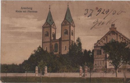 Koblenz-Arenberg - Kirche mit Pfarrhaus - 1920 Koblenz-Arenberg - Kirche mit Pfarrhaus - 1920