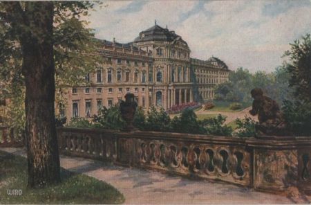 Würzburg - Blick von der Hofgartenterrasse - Künsterkarte - ca. 1935 Würzburg - Blick von der Hofgartenterrasse - Künsterkarte - ca. 1935