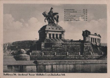 Koblenz - Deutsches Eck, Denkmal Kaiser Wilhelm I - ca. 1950 Koblenz - Deutsches Eck, Denkmal Kaiser Wilhelm I - ca. 1950