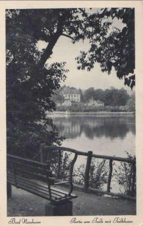 Bad Nauheim - Partie am Teich mit Teichhaus - 1952 Bad Nauheim - Partie am Teich mit Teichhaus - 1952