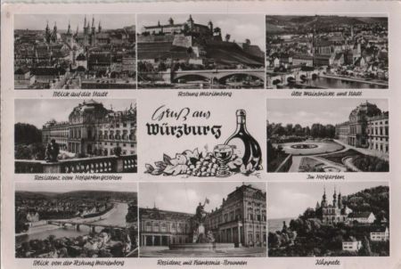 Würzburg - u.a. alte Mainbrücke und Stadt - ca. 1960 Würzburg - u.a. alte Mainbrücke und Stadt - ca. 1960