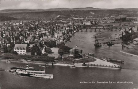 Koblenz - Deutsches Eck mit Moselmündung - 1954 Koblenz - Deutsches Eck mit Moselmündung - 1954
