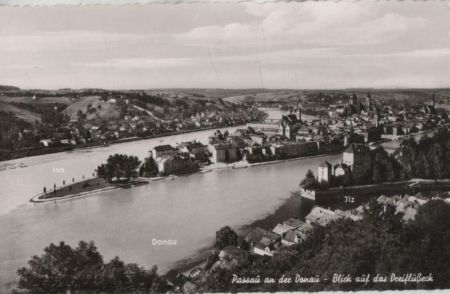Passau - Blick auf das Dreiflußeck - ca. 1960 Passau - Blick auf das Dreiflußeck - ca. 1960