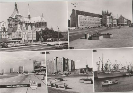 Rostock - u.a. Ernst-Thälmann-Platz mit Rathaus - 1980 Rostock - u.a. Ernst-Thälmann-Platz mit Rathaus - 1980