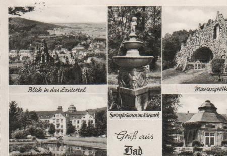 Bad Salzschlirf - Lautertal, Badehof, Springbrunnen Kurpark, Mariengrotte, Bonifatiusbrunnen - 1963 Bad Salzschlirf - Lautertal, Badehof, Springbrunnen Kurpark, Mariengrotte, Bonifatiusbrunnen - 1963