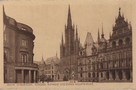 Wiesbaden - Schlossplatz mit Rathaus - 1922 Wiesbaden - Schlossplatz mit Rathaus - 1922