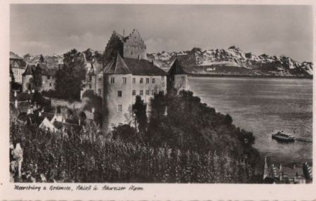Meersburg - Schloß und Schweizer Alpen - ca. 1960 Meersburg - Schloß und Schweizer Alpen - ca. 1960