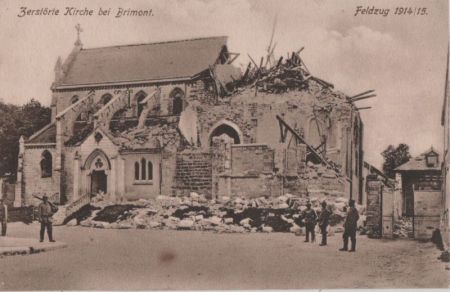 Frankreich - Brimont - zerstörte Kirche, Feldzug 14/15 - 1915 Frankreich - Brimont - zerstörte Kirche, Feldzug 14/15 - 1915