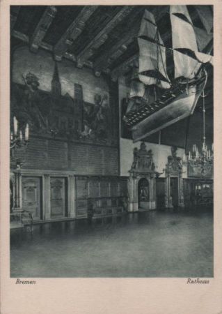 Bremen - Rathaus, Fresko Kaiser und Bischof - ca. 1955 Bremen - Rathaus, Fresko Kaiser und Bischof - ca. 1955