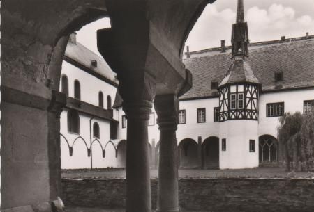 Eltville - Eberbach - Kreuzgang mit Schwedenturm - ca. 1955 Eltville - Eberbach - Kreuzgang mit Schwedenturm - ca. 1955