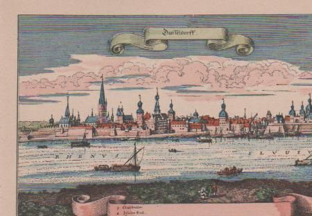 Düsseldorf - Stich von Merian 1647 - ca. 1955 Düsseldorf - Stich von Merian 1647 - ca. 1955