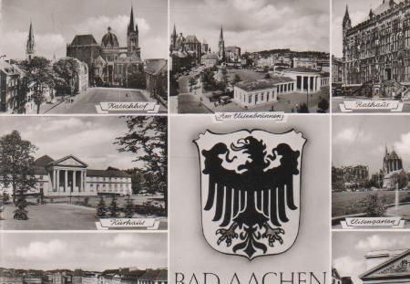 Aachen - Katschhof, Am Elisenbrunnen, Kurhaus, Am Graben, Rathaus, Elisengarten, Theater - ca. 1960 Aachen - Katschhof, Am Elisenbrunnen, Kurhaus, Am Graben, Rathaus, Elisengarten, Theater - ca. 1960