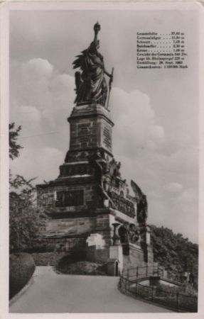 Rüdesheim, Niederwalddenkmal - ca. 1955 Rüdesheim, Niederwalddenkmal - ca. 1955