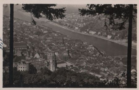 Heidelberg - Blick vom Rindenhäuschen - ca. 1955 Heidelberg - Blick vom Rindenhäuschen - ca. 1955