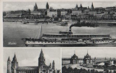 Mainz am Rhein - Mainz mit Dom und Brücke - ca. 1955 Mainz am Rhein - Mainz mit Dom und Brücke - ca. 1955