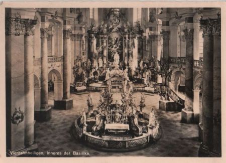 Bad Staffelstein, Vierzehnheiligen - Inneres der Basilika - ca. 1955 Bad Staffelstein, Vierzehnheiligen - Inneres der Basilika - ca. 1955
