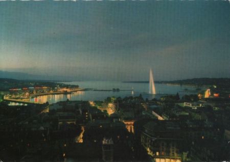 Schweiz - Genf - La rade vue de nuit - 1969 Schweiz - Genf - La rade vue de nuit - 1969