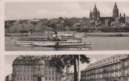 Mainz am Rhein - Mainz - Osteiner Hof u. kurfürstl. Schloß - ca. 1955 Mainz am Rhein - Mainz - Osteiner Hof u. kurfürstl. Schloß - ca. 1955