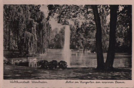 Wiesbaden - Kurgarten am warmen Damm - ca. 1950 Wiesbaden - Kurgarten am warmen Damm - ca. 1950