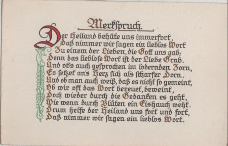 Merkspruch Der Heiland behüte uns Merkspruch Der Heiland behüte uns