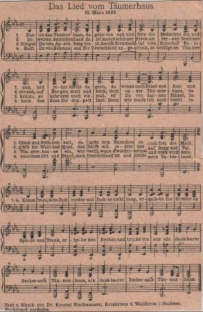 Liedkarte Das Lied vom Täumerhaus Liedkarte Das Lied vom Täumerhaus