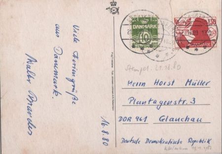 Briefmarke vorne als Bild, hinten echt Briefmarke vorne als Bild, hinten echt