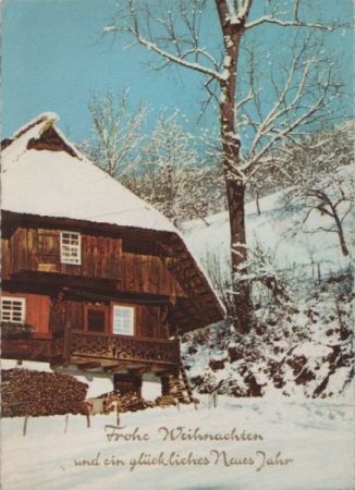 Frohe Weihnachten Haus im Winter Frohe Weihnachten Haus im Winter