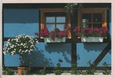 Fenster in blauer Wand Fenster in blauer Wand