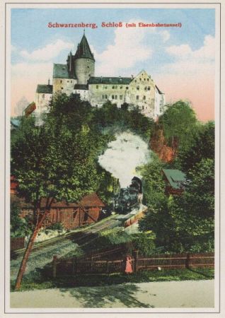Schwarzenberg - Schloss mit Lokomotive - Reprint Schwarzenberg - Schloss mit Lokomotive - Reprint