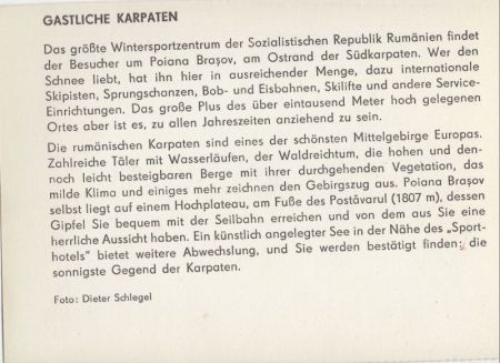 Poiana Brasov - Rumänien - Rückseite bedruckt Poiana Brasov - Rumänien - Rückseite bedruckt
