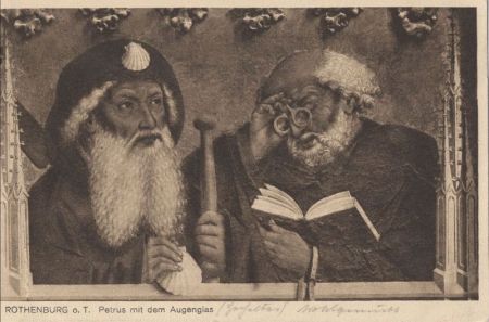 Rothenburg ob der Tauber - Petrus mit Augenglas Rothenburg ob der Tauber - Petrus mit Augenglas