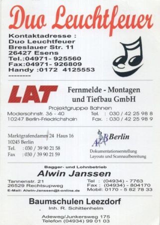 Duo Leuchtfeuer - Rückseite bedruckt Duo Leuchtfeuer - Rückseite bedruckt