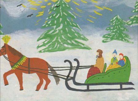 Schlitten mit Pferd Schlitten mit Pferd