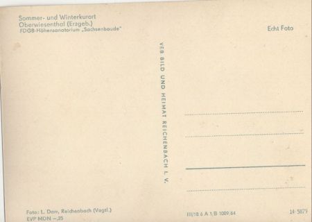 Oberwiesenthal - Höhensanatorium Sachsenbaude Oberwiesenthal - Höhensanatorium Sachsenbaude