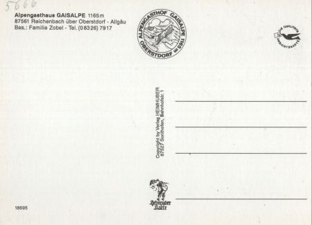 Oberstdorf-Reichenbach - Gasthof Gaisalpe Oberstdorf-Reichenbach - Gasthof Gaisalpe