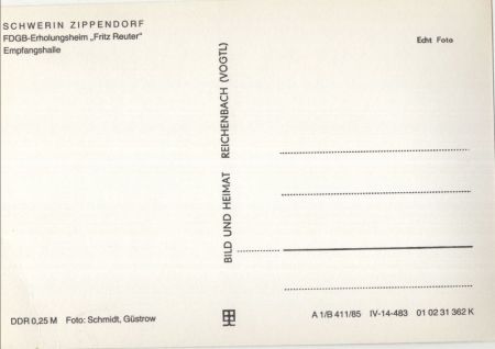 Schwerin - Zippendorf, Erholungshein Fritz Reuter, Empfangshalle Schwerin - Zippendorf, Erholungshein Fritz Reuter, Empfangshalle