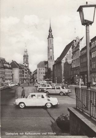 Görlitz - Leninplatz mit Rathausturm und Mönch Görlitz - Leninplatz mit Rathausturm und Mönch