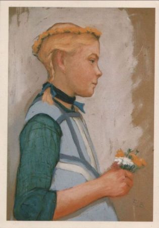 Elisabeth Büchsel - Hiddensee - Mädchen mit Blumenstrauß Elisabeth Büchsel - Hiddensee - Mädchen mit Blumenstrauß